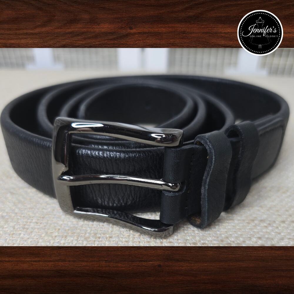 Unbranded Men's Black Soft Textured 1.25" Wide Genuine Leather Belt Size 44/110